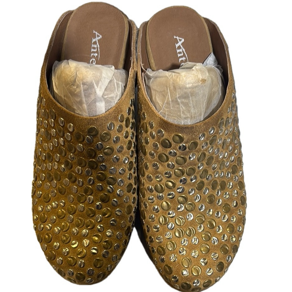 NEW ANTELOPE  R13 Serena Stud Clog Mule Slip On Heel Shoes Suede Size 6-6.5